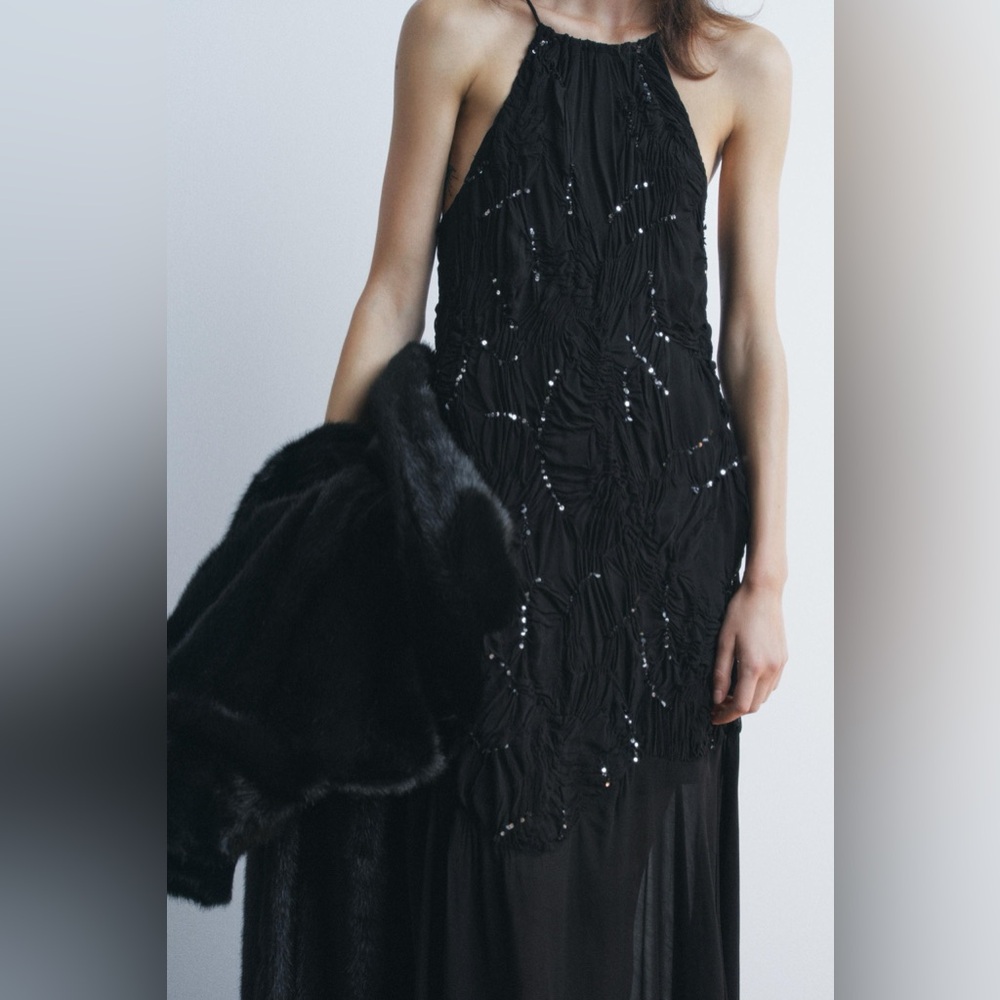 ZARA SEQUINNED HALTER DRESS ZW COLLECTION